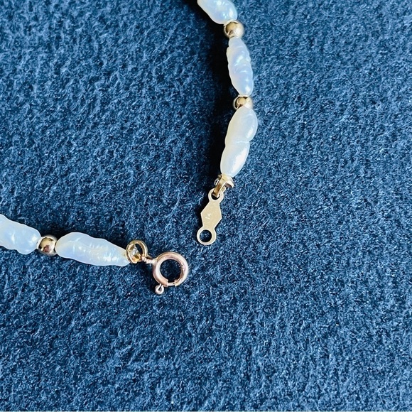 Vintage 14k Gold Freshwater Pearl Beaded Antique Bracelet - Picture 5 of 8